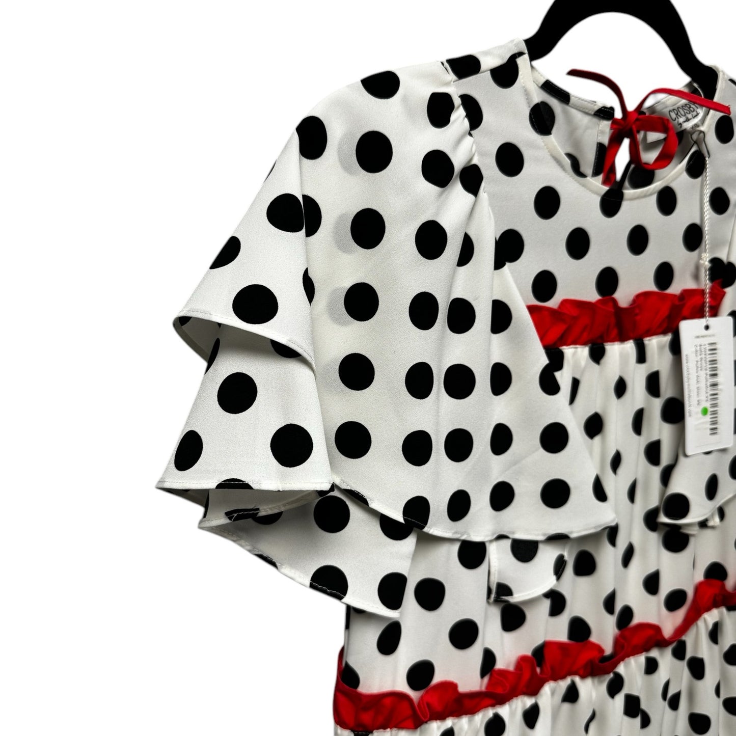 NWT Crosby White Black Polka Dot Flutter Sleeve Bella Dress Womens X-Small