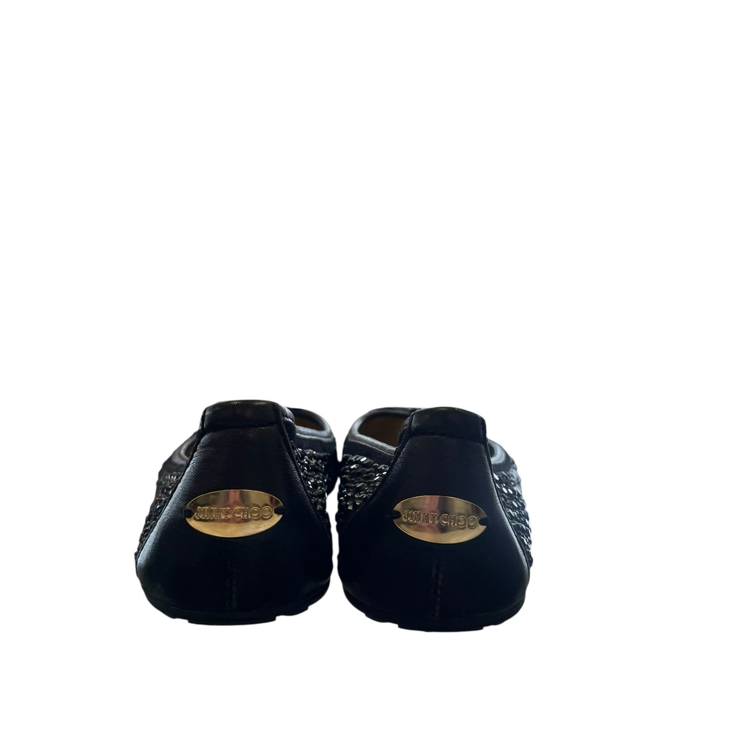 Jimmy Choo Black Sequin Bow Accent Metallic Ballet Flats Womens Size 40 / US 10