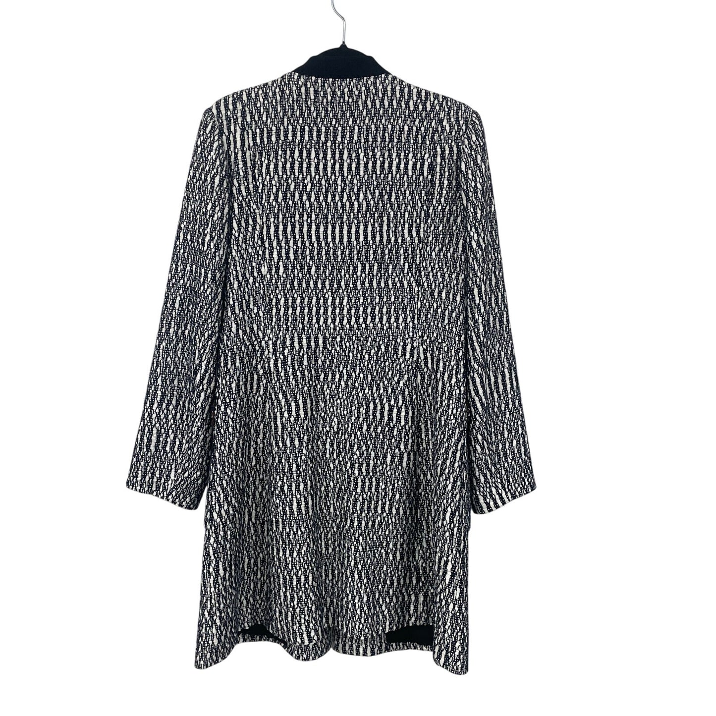 Tory Burch Button Front Boucle Tweed Coat Black Blue White Brown Womens 12