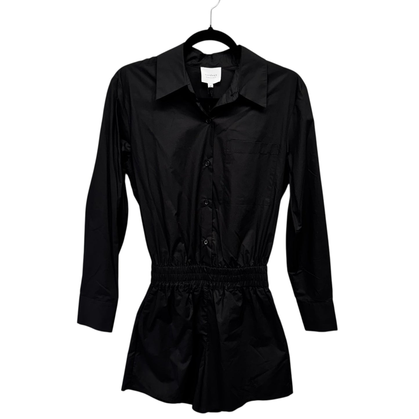 NWT Sundays Black Long Sleeve Button Down Cotton Lottie Romper Womens X-Small