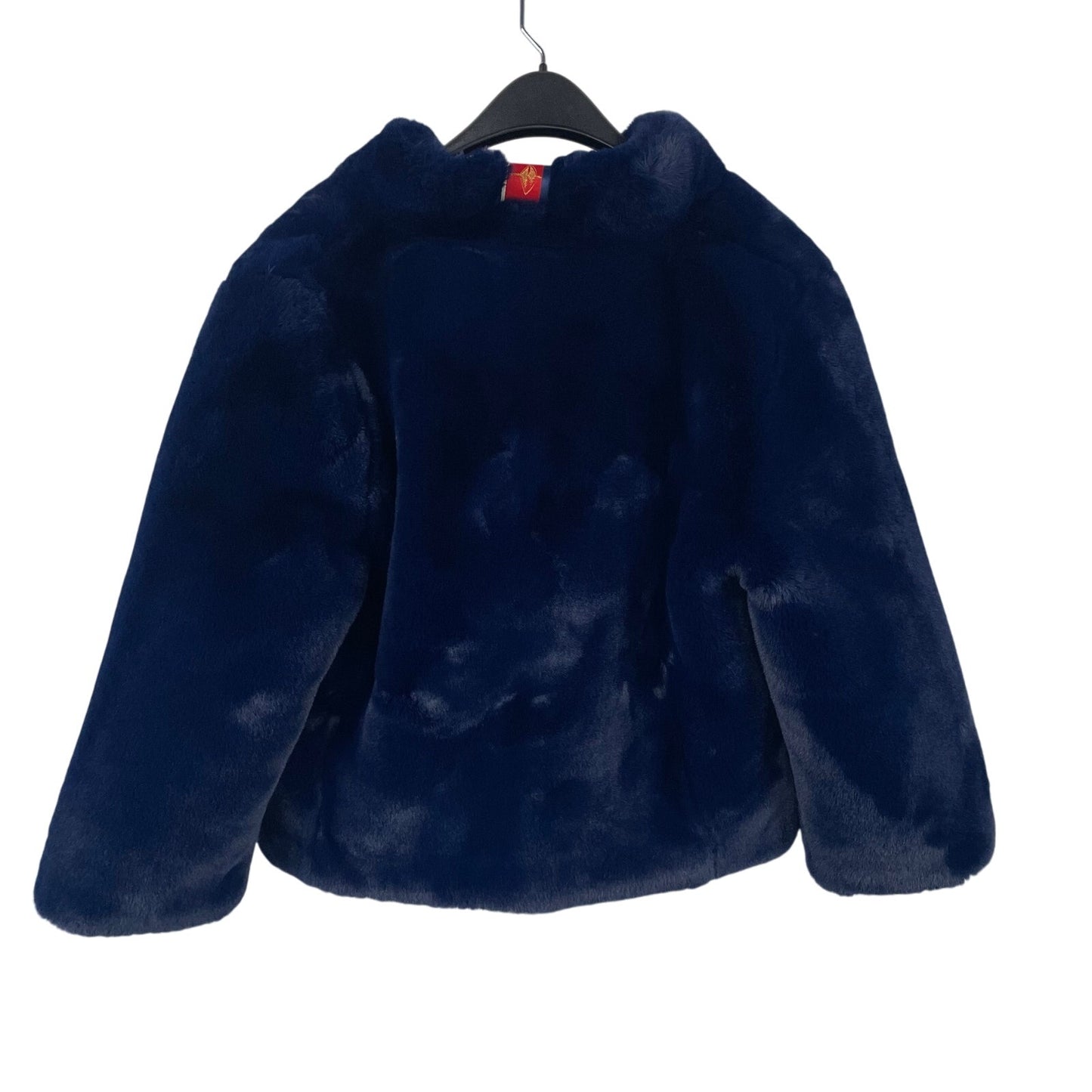 NWT Pretty Rugged Faux Fur Bomber Jacket Coat in Marine Navy Blue Womens Medium