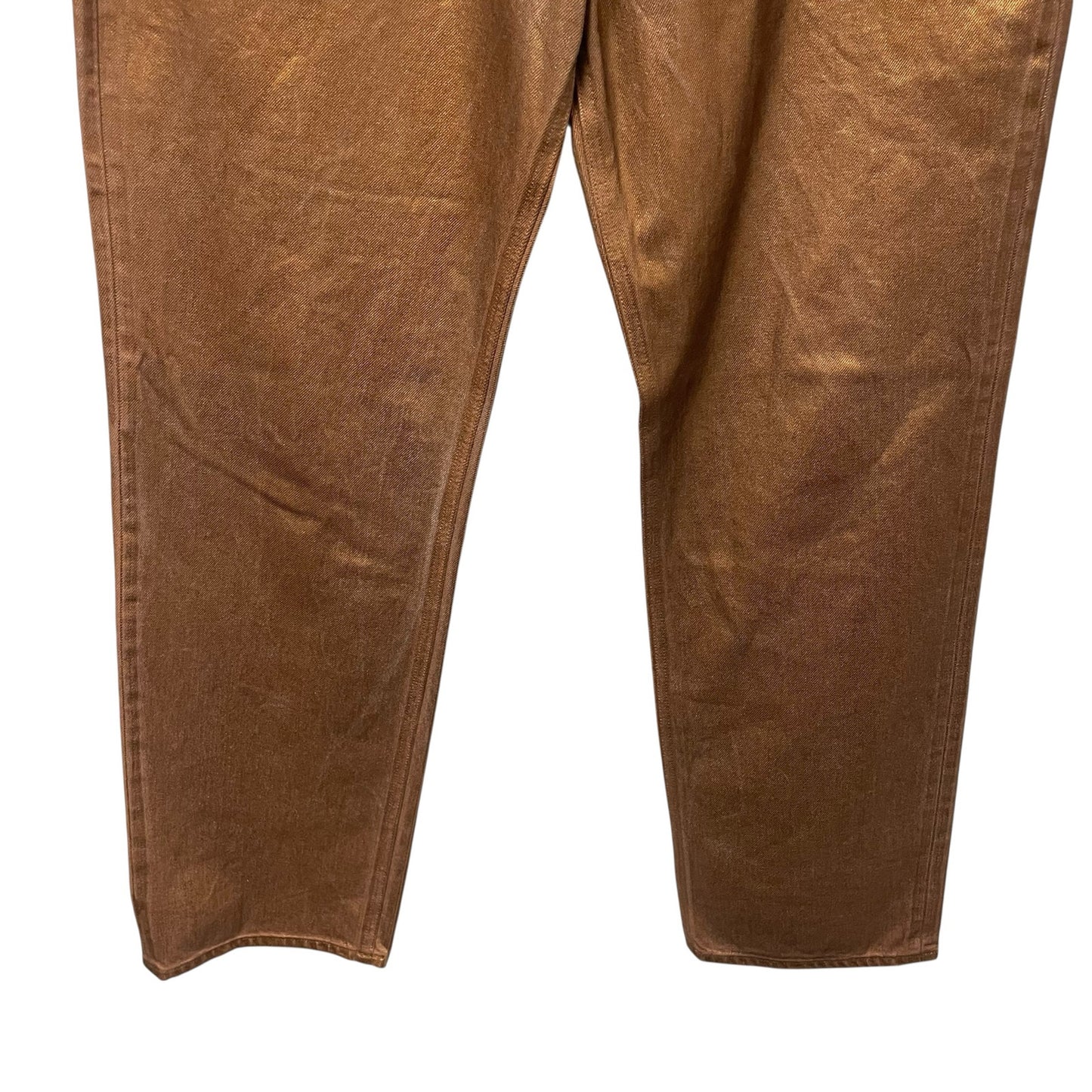 Veronica Beard Jeans Daniela Straight Leg High Rise Bronze Metallic Pant Size 32