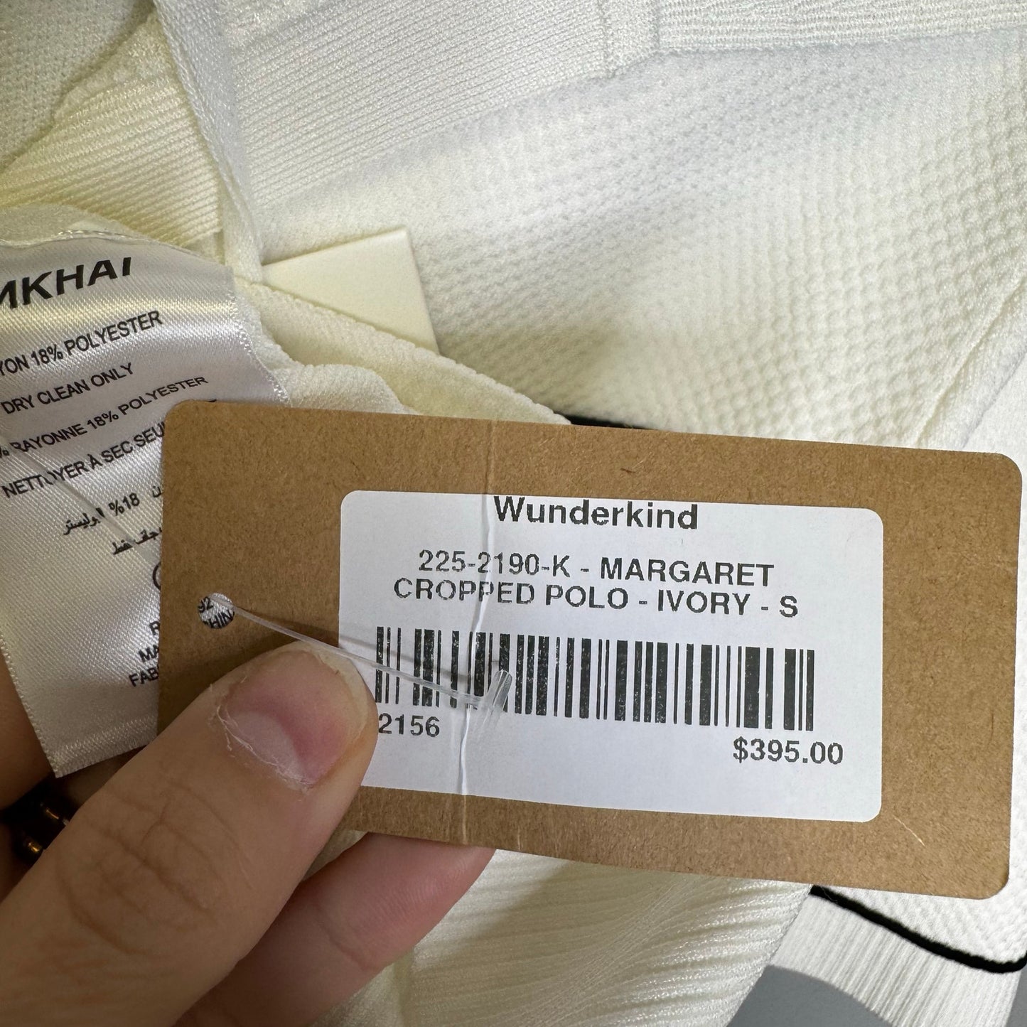 NWT Simkhai Ivory Short Sleeve Margaret Knit Cropped Polo Top Womens Small
