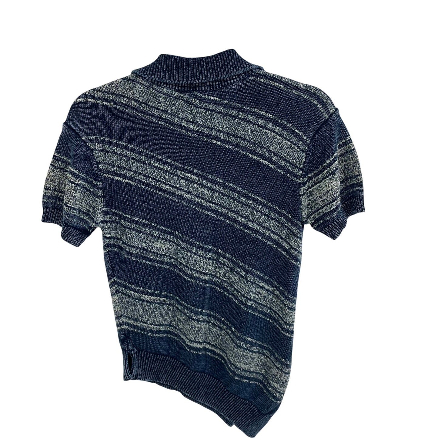Anthropologie Pilcro Short Sleeve Asymmetrical Polo Sweater Blue Cream Small