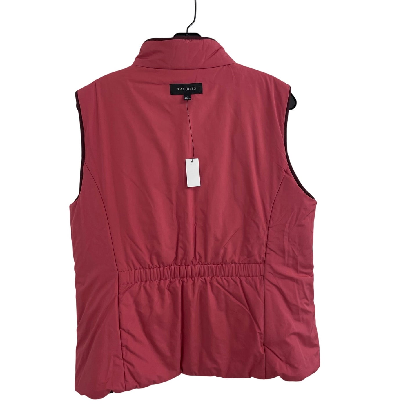 NWT Talbots Full Zip Reversible Vest in Rich Burgundy / Holly Berry Womens Large