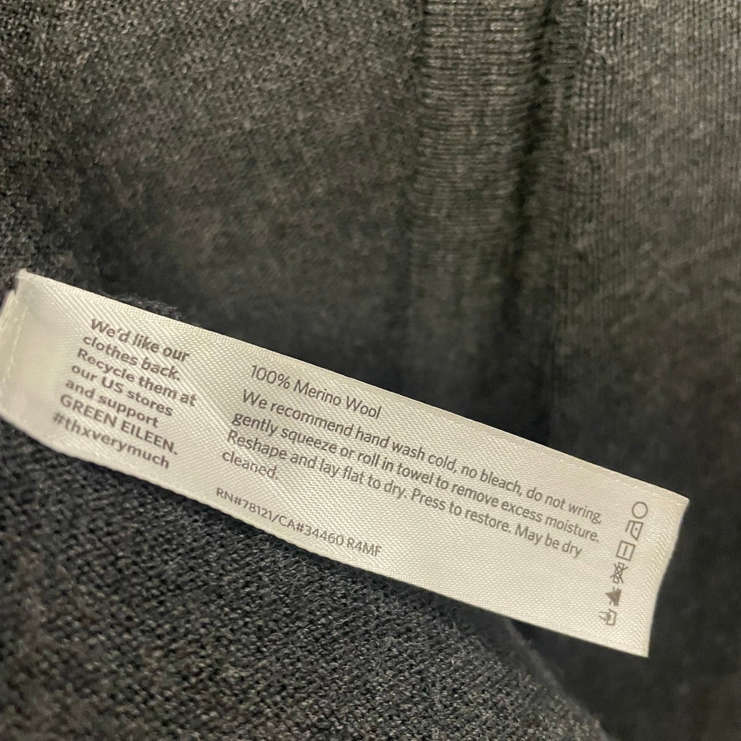 Eileen Fisher Pure Merino Wool Button Front Duster Cardigan Dark Gray Size Large