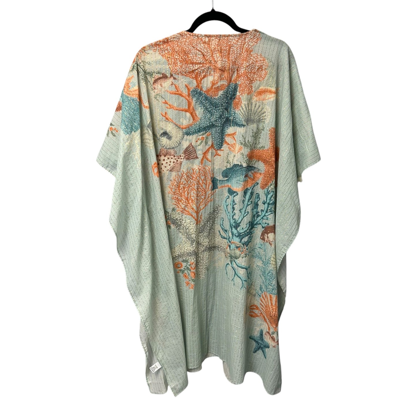 Artatta Silent Journey Chico's Ocean Print Fringe Tassel Shawl Womens One Size