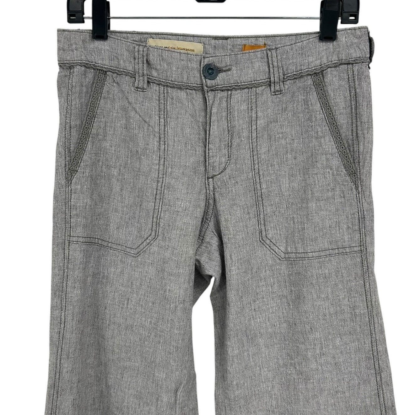 Pilcro and the letterpress Gray Linen Blend Wide Leg Pants Womens Petite 4