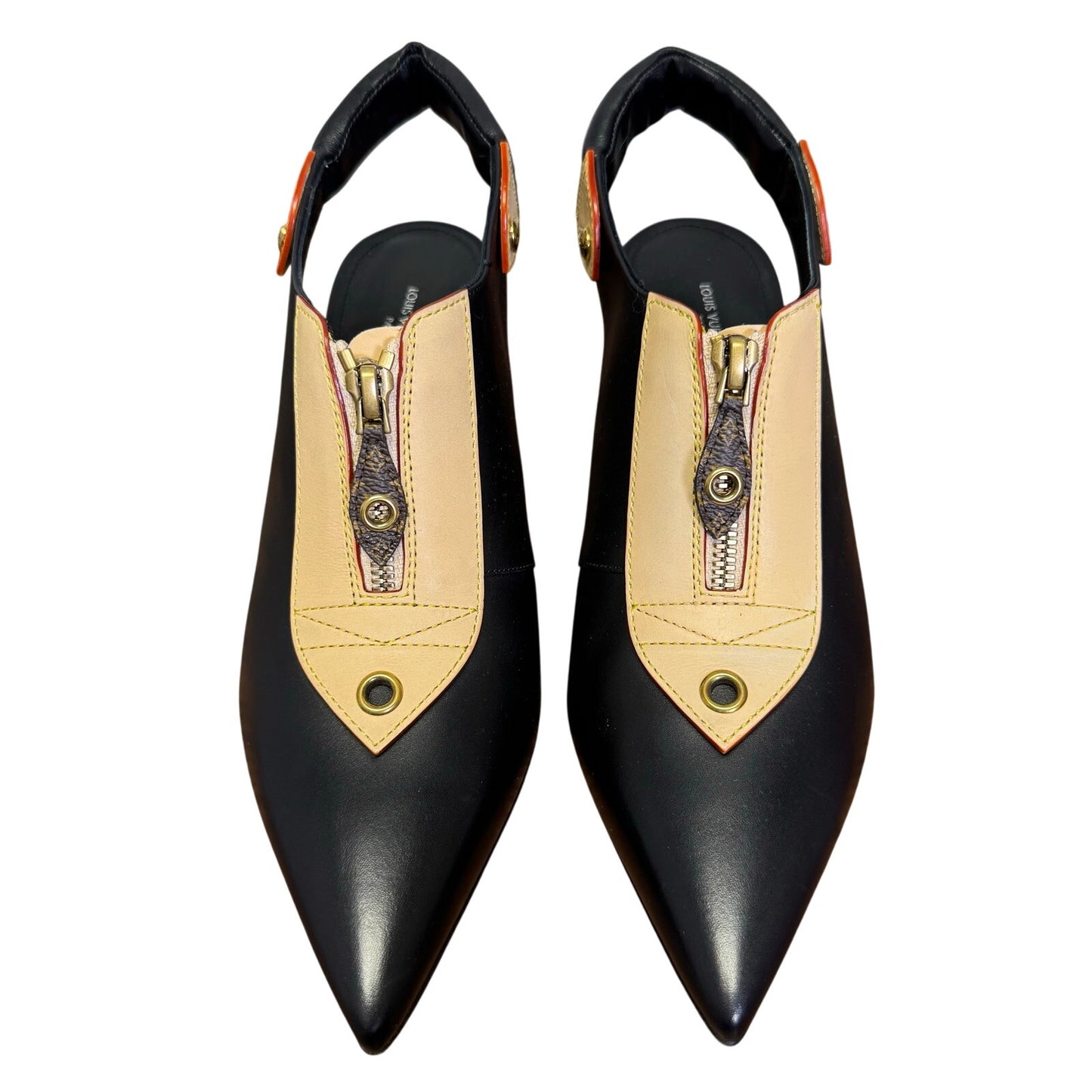 Louis Vuitton Black Calfskin Allure Slingback Pointed Toe Pumps Womens 9.5