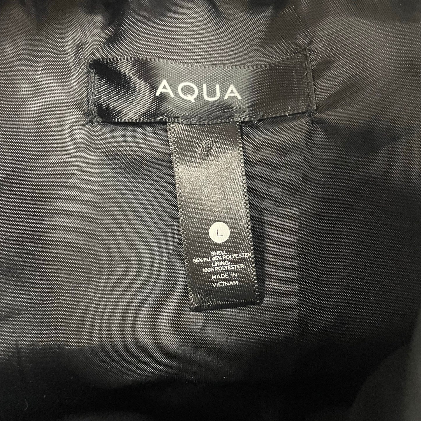 Aqua Black Faux Leather Full Zip Puffer Vest Womens Size Large