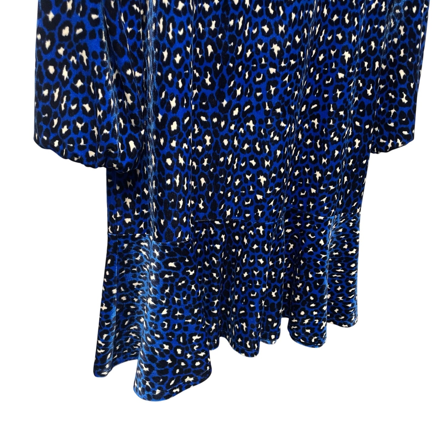 NWT Jude Connally Sadie Mini Dress Royal Blue Navy Velour Leopard Print Large
