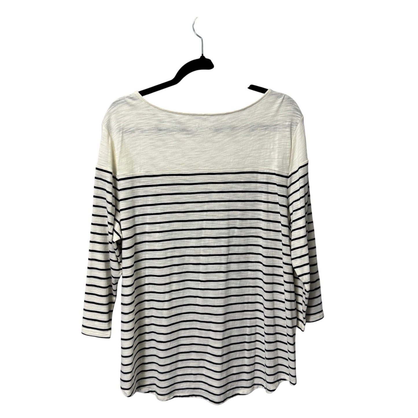 NWT Chico's White Navy Stripe 3/4 Sleeve Round Neck Cotton Knit Top Womens 16
