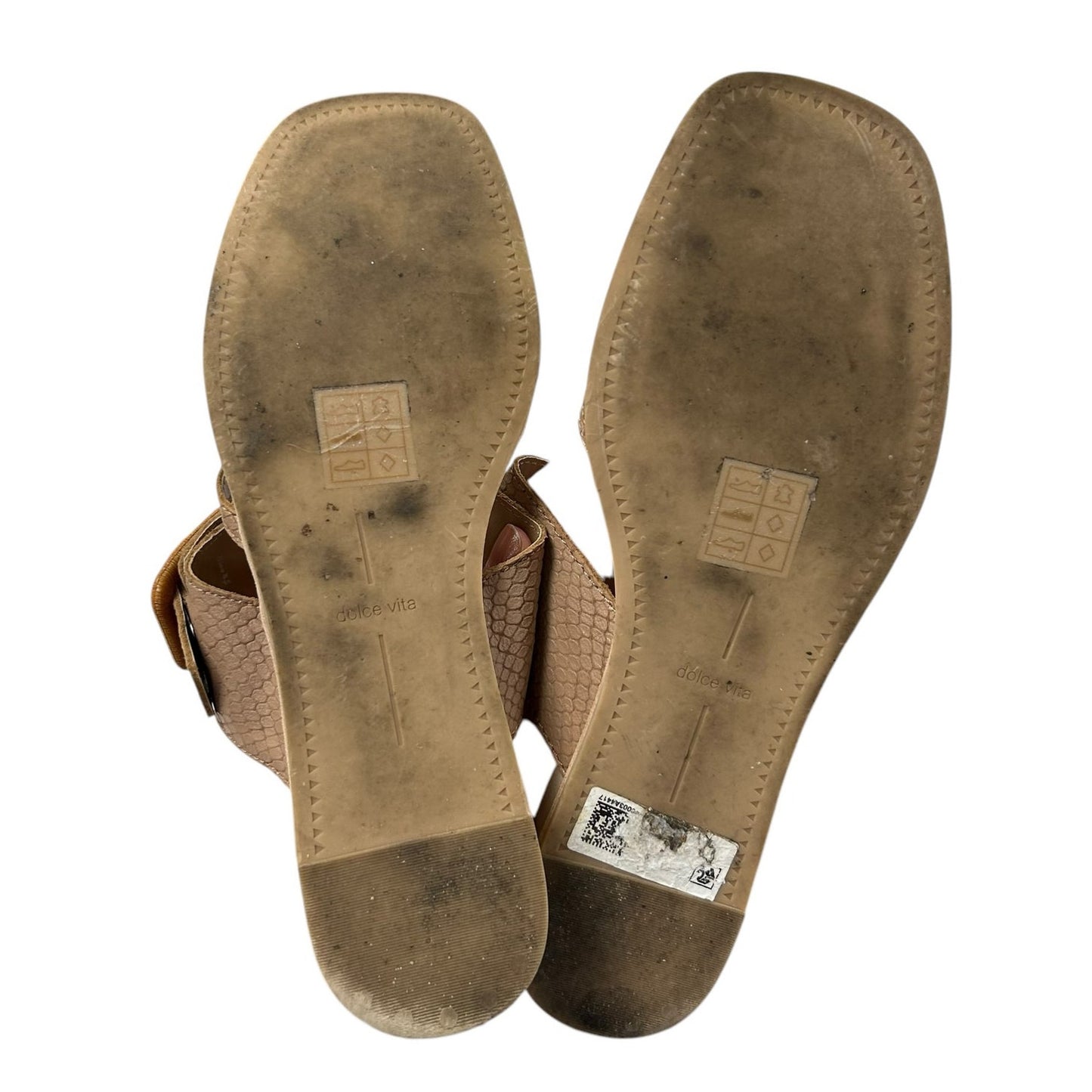 Dolce Vita Cafe Embossed Leather Perris Flat Buckle Sandal Womens 8.5