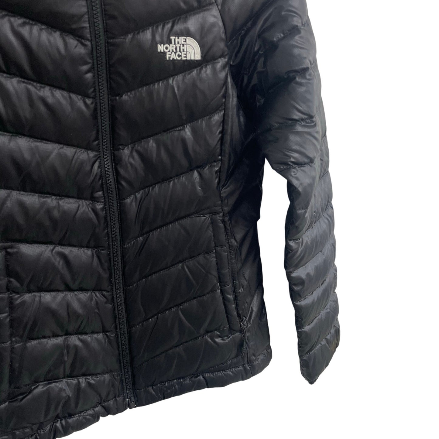 The North Face 550 Glossy Black Down Filled Puffer Jacket Womens Size XS