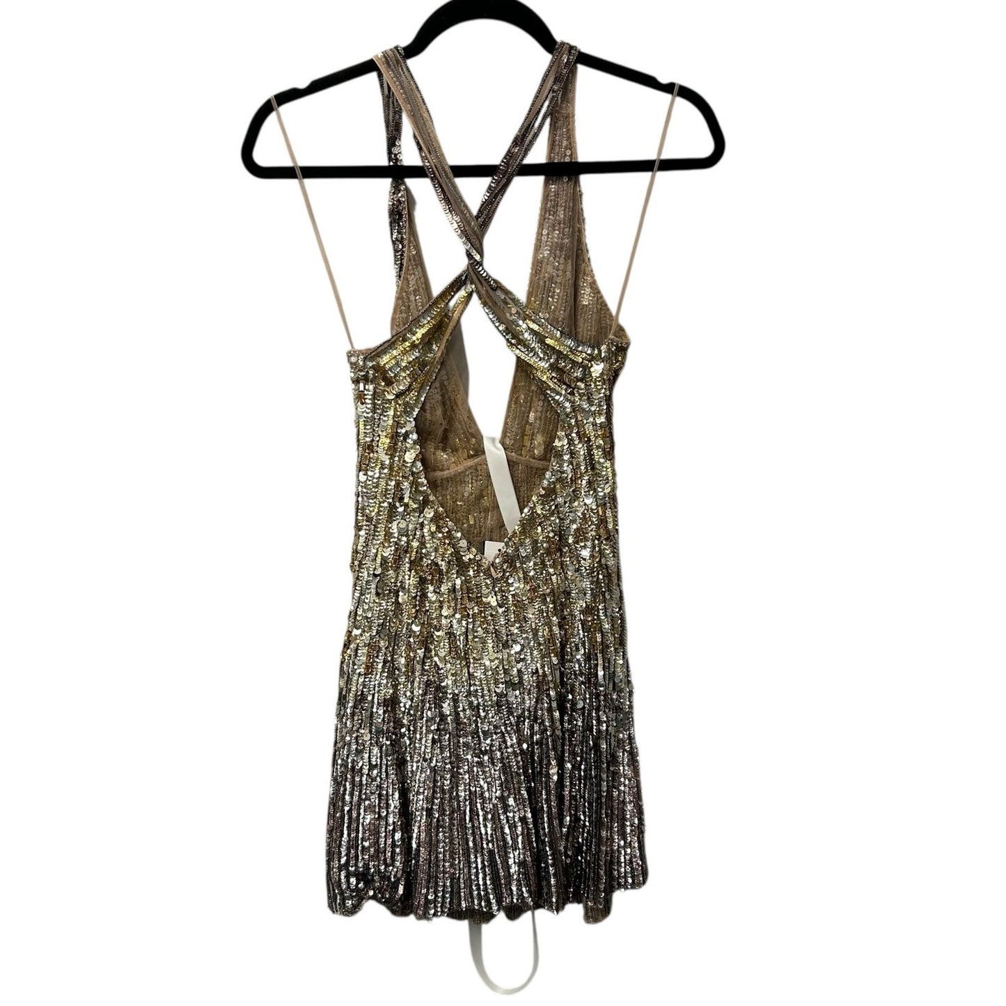 NWT Jenny Packham Brilliance Sequin Crystal Embellished Jersey Mini Dress US 2