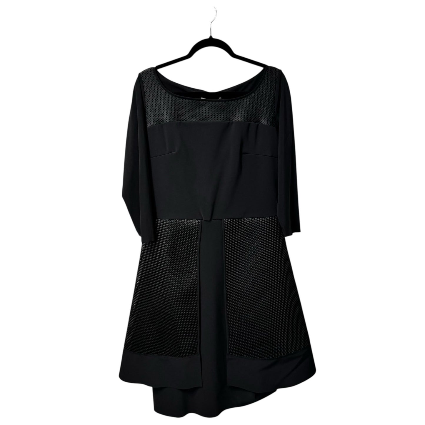NWT Chiara Boni Black Long Sleeve Round Neck Mini Fit And Flare Dress Womens 16