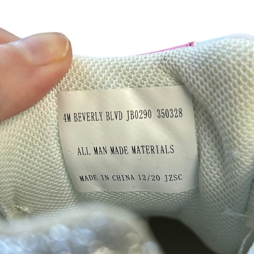 Juicy Couture Girl's Beverly Blvd Glitter Pink Logo Sneakers in White Rainbow 4