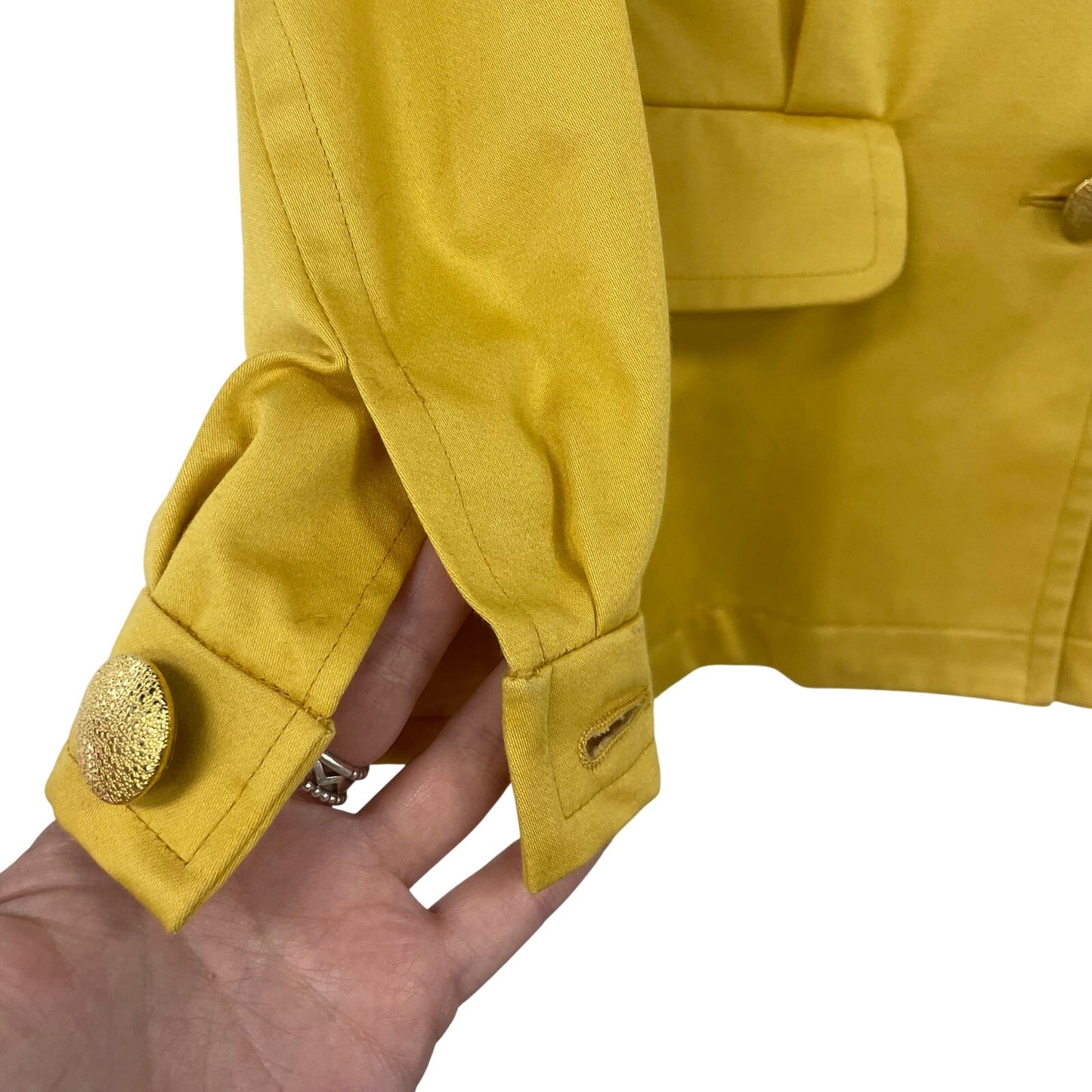 Vintage Yves Saint Laurent Button Front Yellow Cotton Jacket Womens 34 / US XS