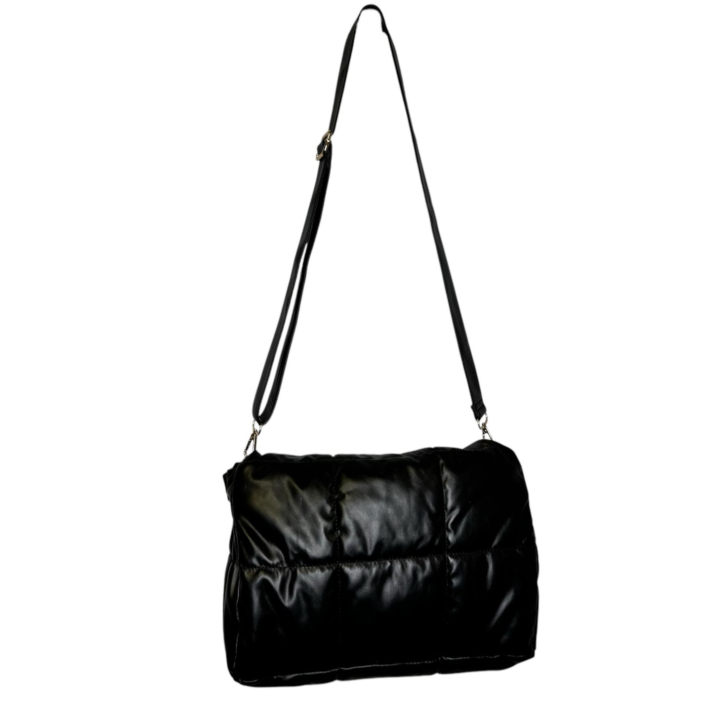 Anthropologie Black Puffy Quilted Fold Over Edison Shoulder Bag