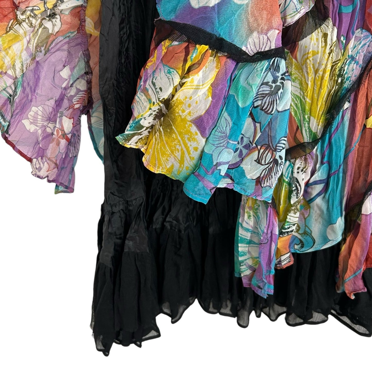 Alberto Makali Multi Abstract Floral Print Crinkle Knee Length Skirt Womens 4