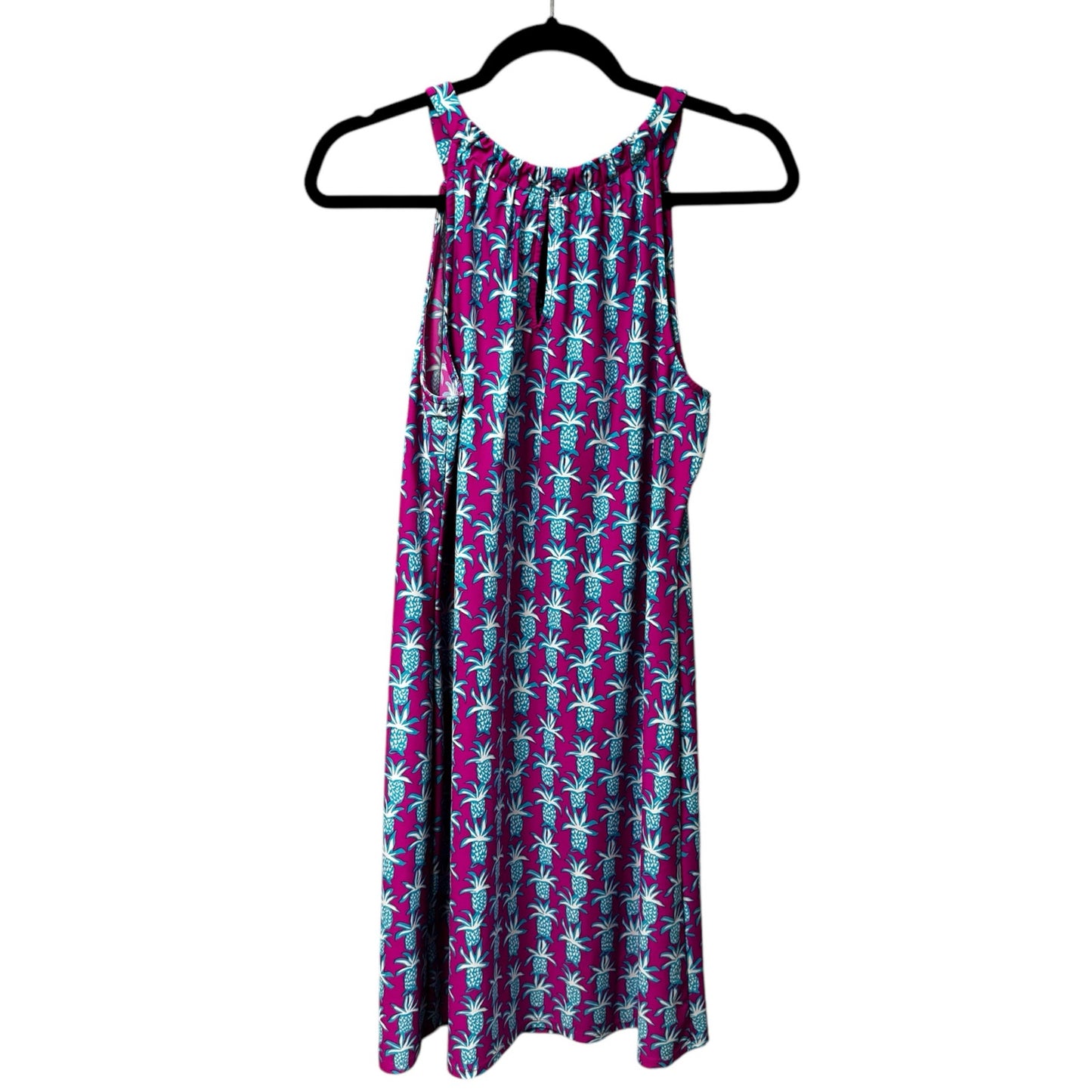 Jude Connally Pink Blue Pineapple Sleeveless Shift Kristen Dress Womens Large