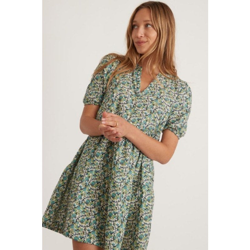 Marine Layer Jamie Short Sleeve Mini Dress in Boho Ditsy Print Womens Medium