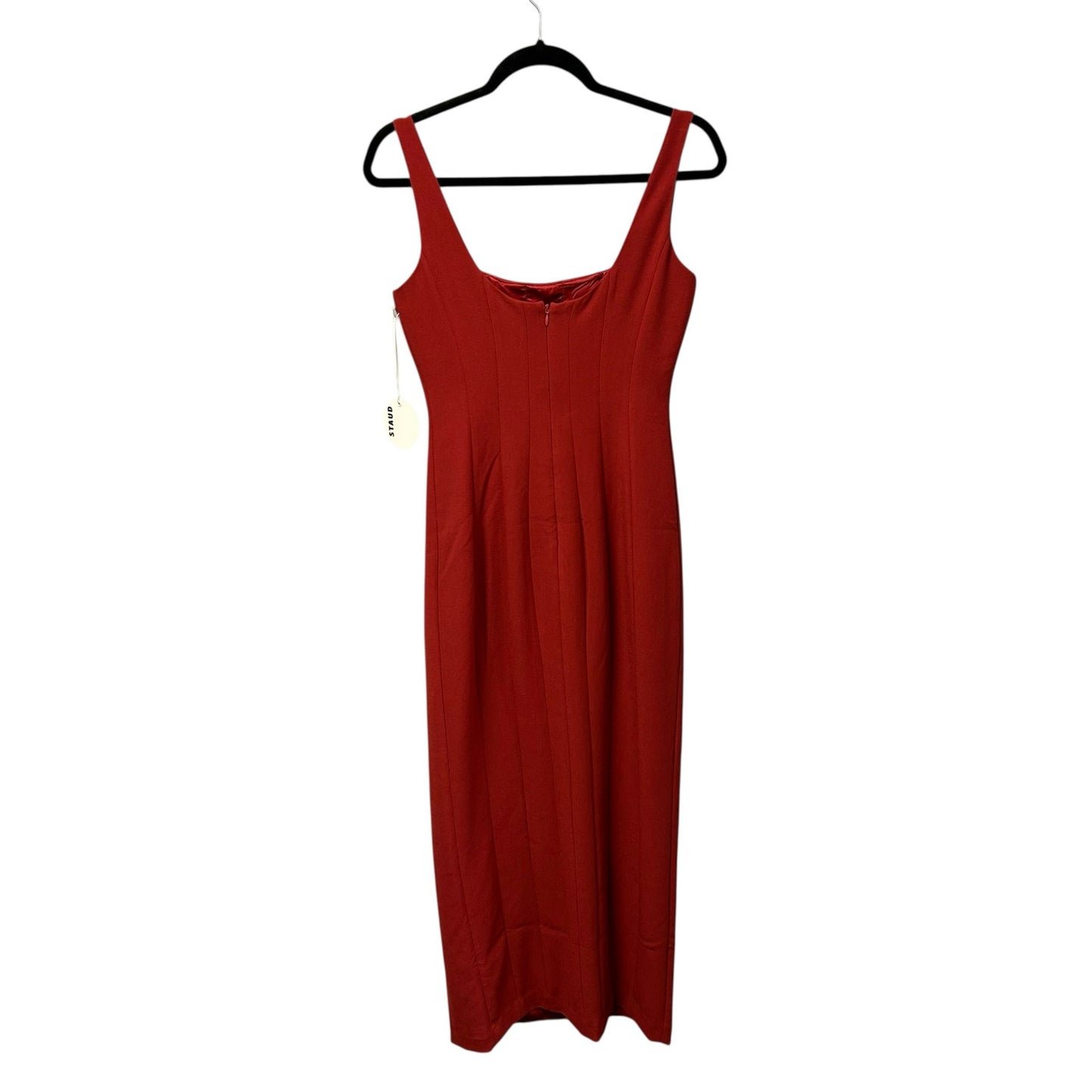 NWT Staud Rouge Red Ankle Length Portrait Sleeveless Column Maxi Dress Womens 2