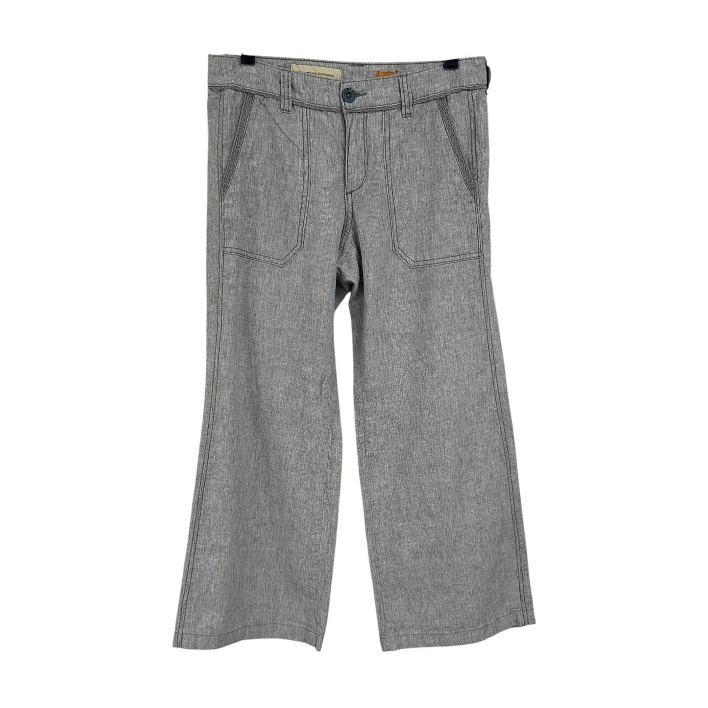 Pilcro and the letterpress Gray Linen Blend Wide Leg Pants Womens Petite 4