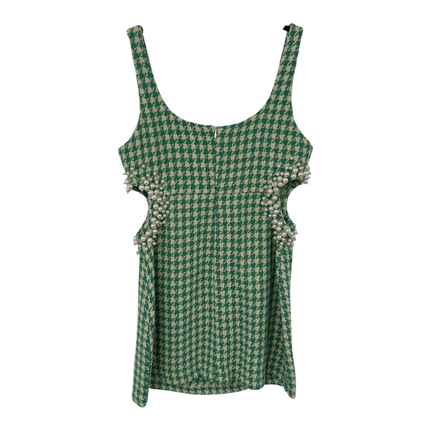4SI3NNA Green Houndstooth Shailene Sleeveless Mini Dress Womens Medium