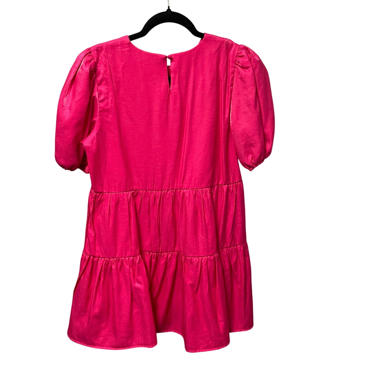 Nasty Gal Smock It to Me Puff Sleeve Mini Dress Metallic Pink Womens 6