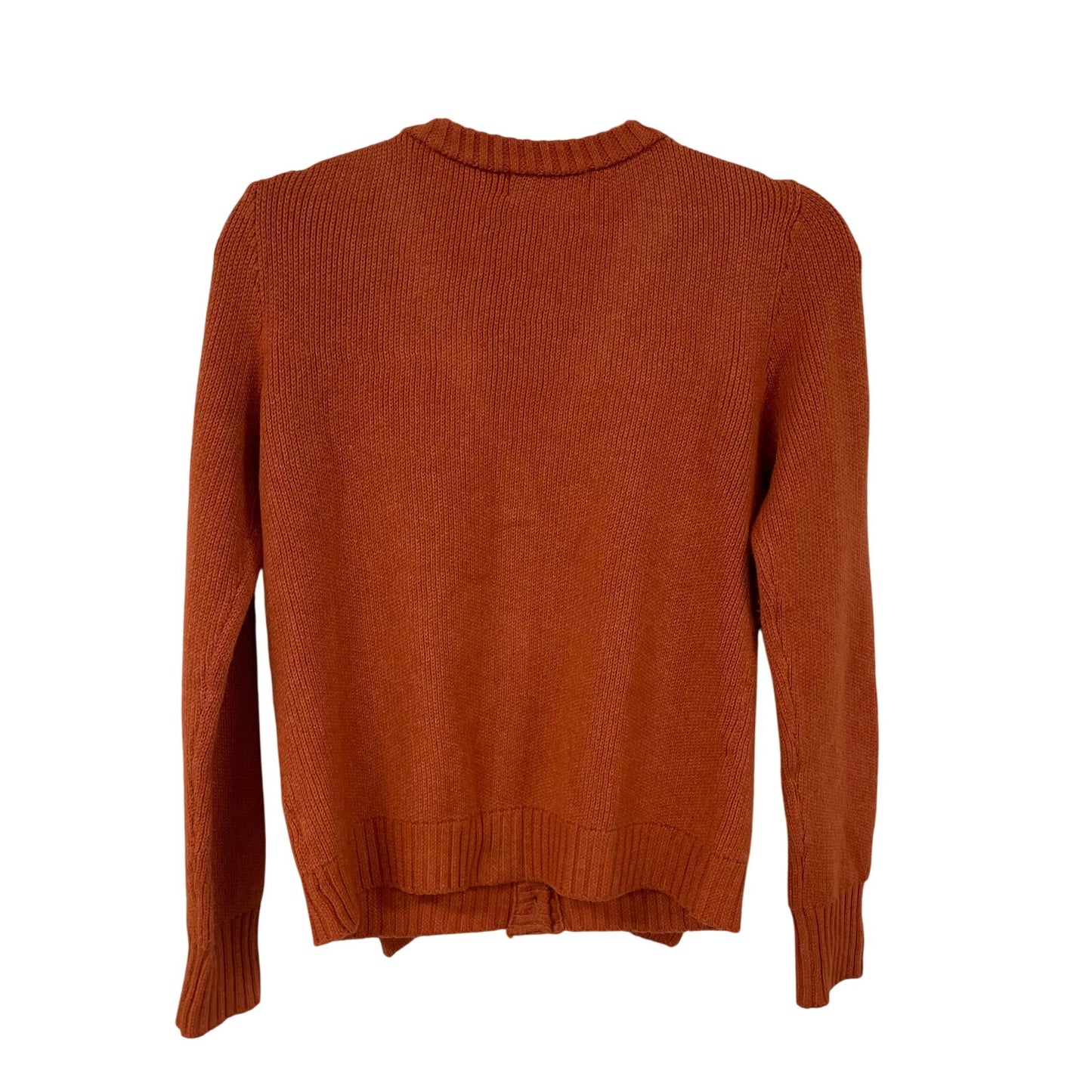 NWT By Anthropologie V Neck Ruffle Button Front Cardigan Sweater Orange Size XS