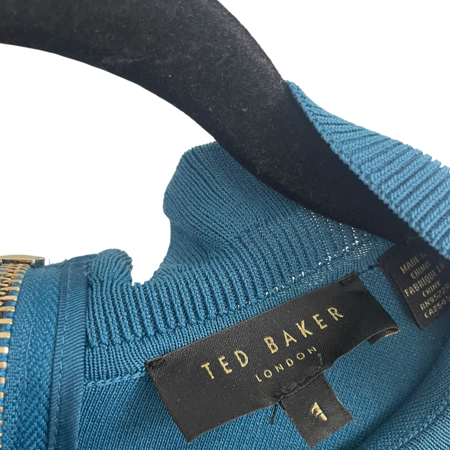Ted Baker Fit & Flare Knit Satin Full Skirt Zadi Dress Teal Blue Size 1 / US 4