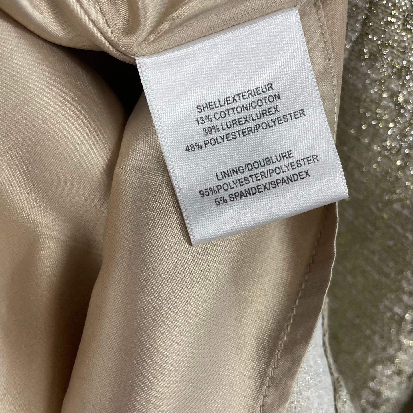 Belle Badgley Mischka Bell Sleeve Metallic Gold Cocktail Dress Womens 10