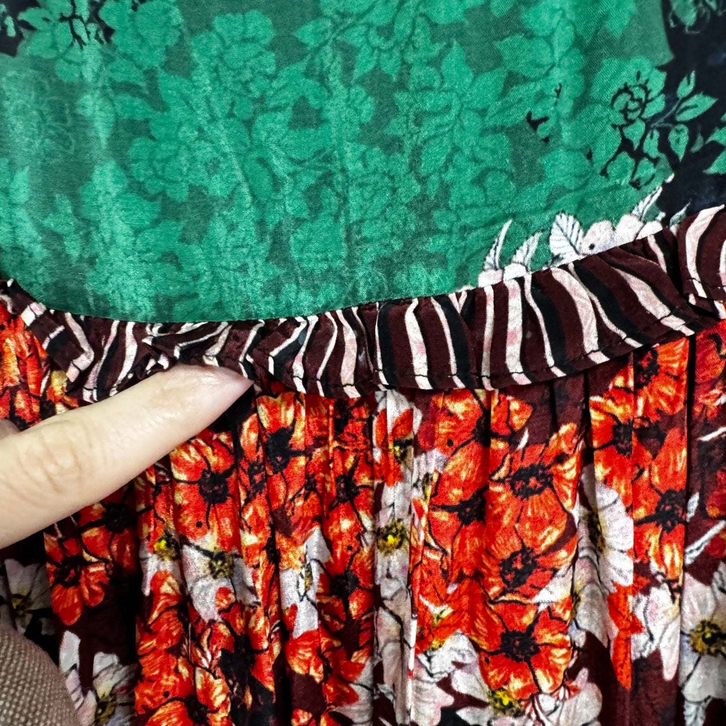 Bhanuni by Jyoti Anarosa Multi Color Floral Print Tiered Maxi Skirt Womens 8