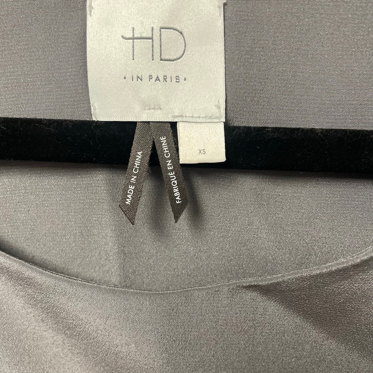 Anthropologie HD in Paris Pure Silk Short Sleeve Ruffle Top Gray Womens Size XS