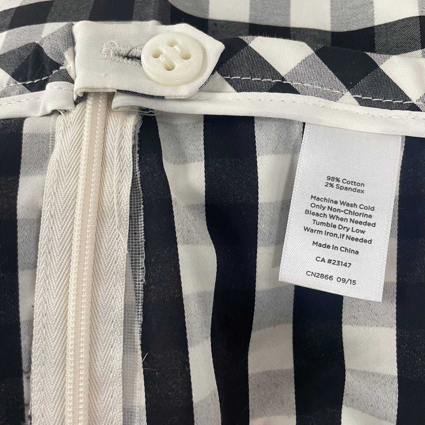 Talbots Black White Gingham Print Side Zip Up Pleated Pants Womens Size 10