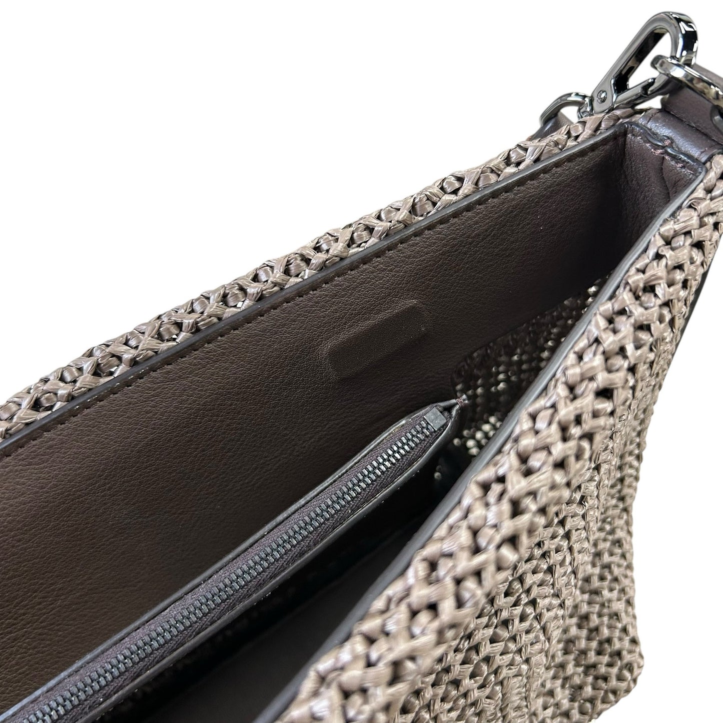 Brunello Cucinelli Brown Interwoven Raffia Effect Single Handle Shoulder Bag
