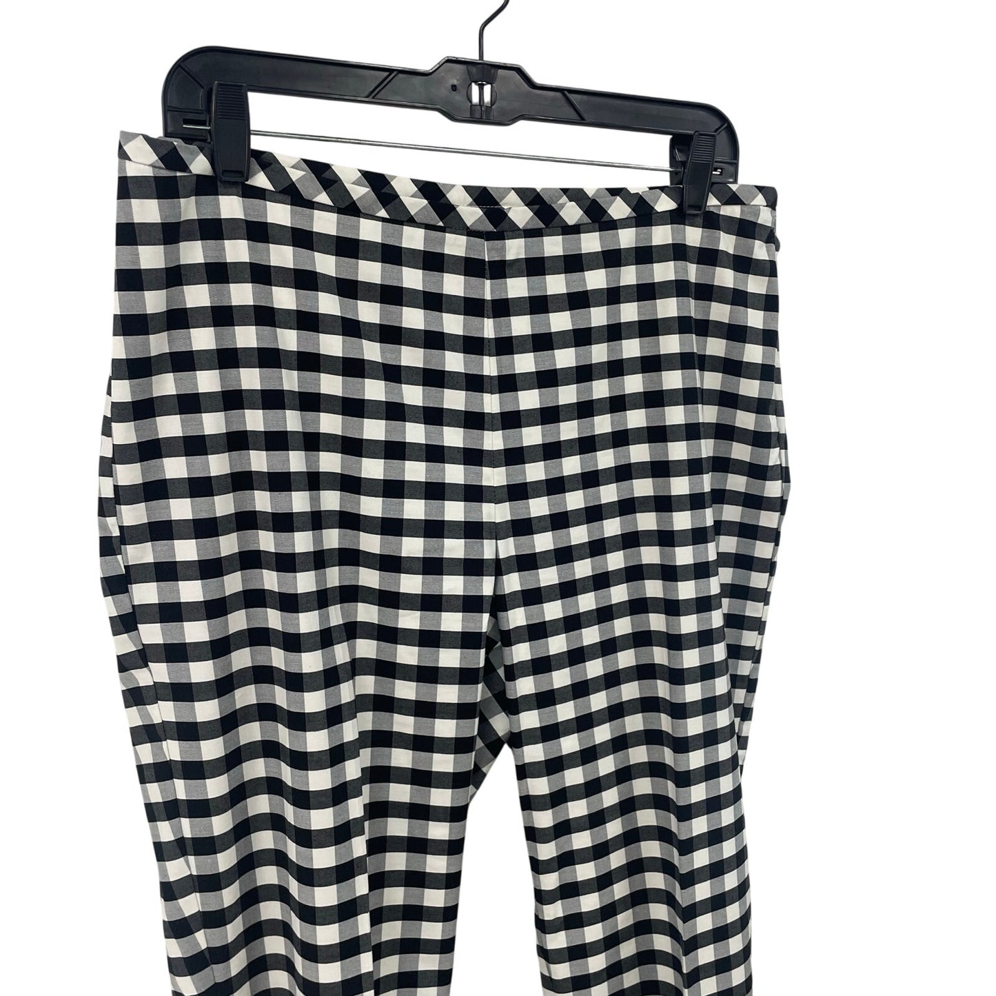 Talbots Black White Gingham Print Side Zip Up Pleated Pants Womens Size 10