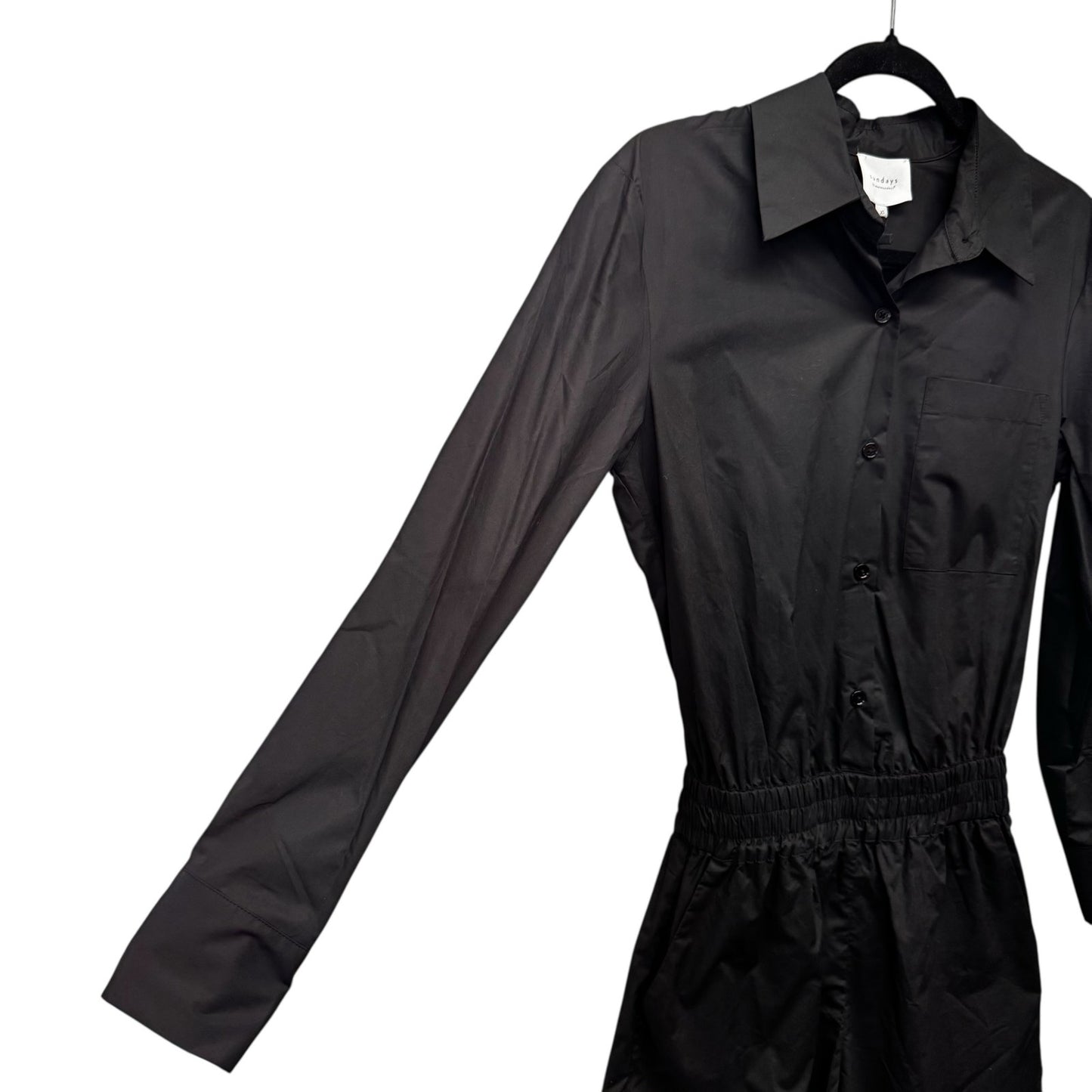 NWT Sundays Black Long Sleeve Button Down Cotton Lottie Romper Womens X-Small