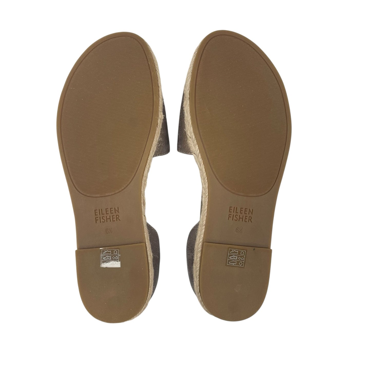 Eileen Fisher Mews Metallic Leather Platinum Espadrille Sandals Womens Size 6.5