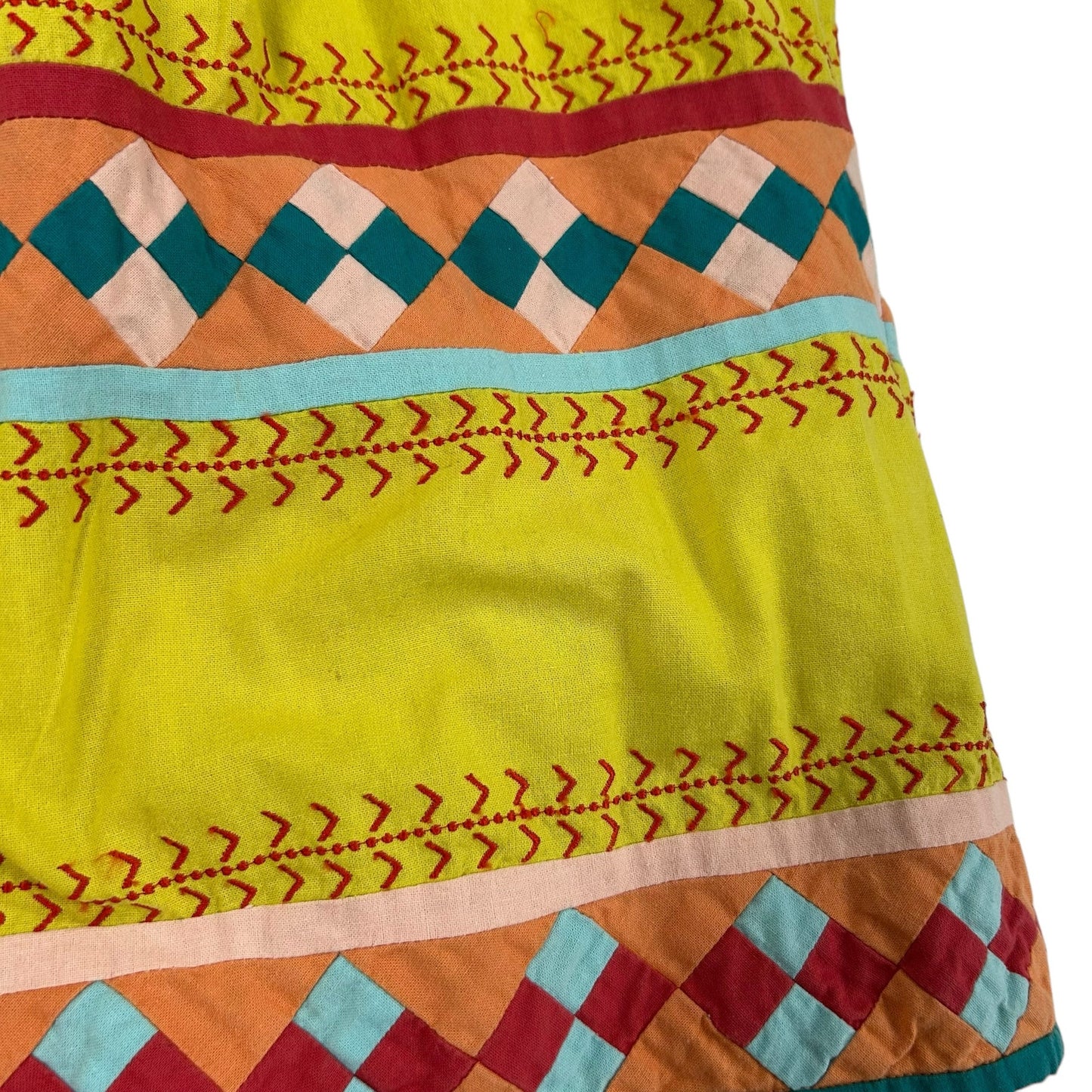 Leifsdottir Anthropologie Quilotoa Yellow Multicolor Strapless Dress Womens 10