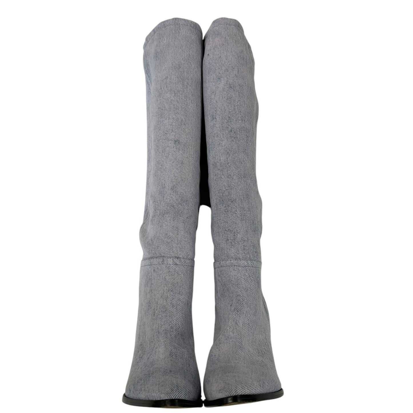 Isabel Marant Lilac Denim Ririo Tall Pull On Pointed Toe Boots Womens 37 / US 7