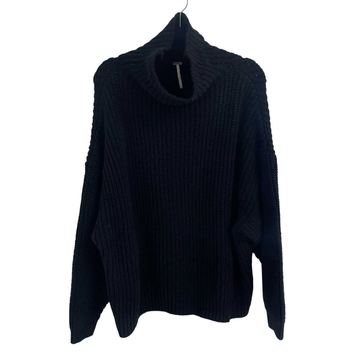 Free People Swim Too Deep Turtleneck Sweater Black Oversized Fit Womens Medium