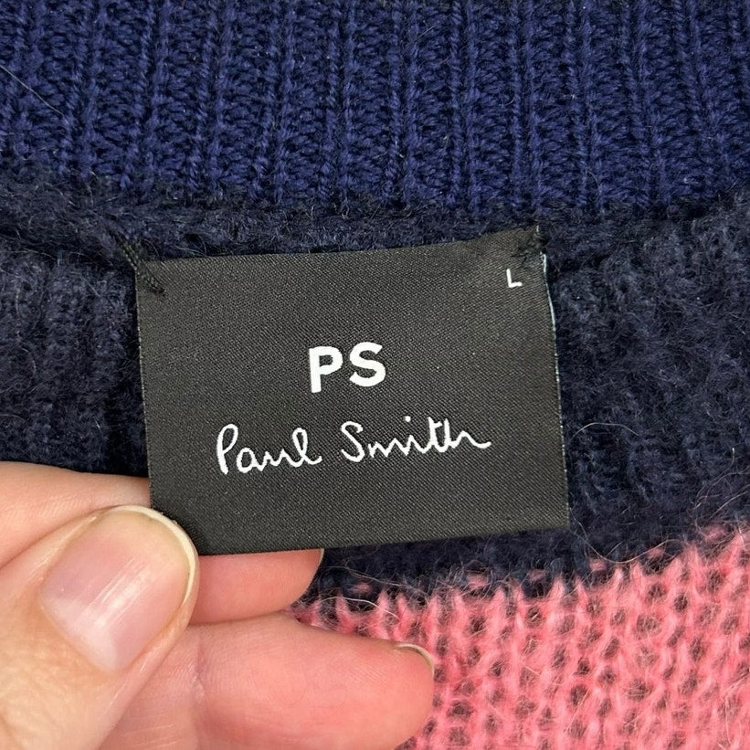 PS Paul Smith Multicolor Ombre Stripe Mohair Crewneck Sweater Mens Large
