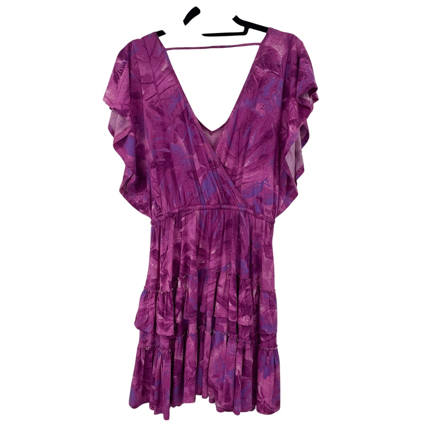 Anthropologie Daily Practice Tiered Ruffle Mini Dress Pink Purple Womens XS