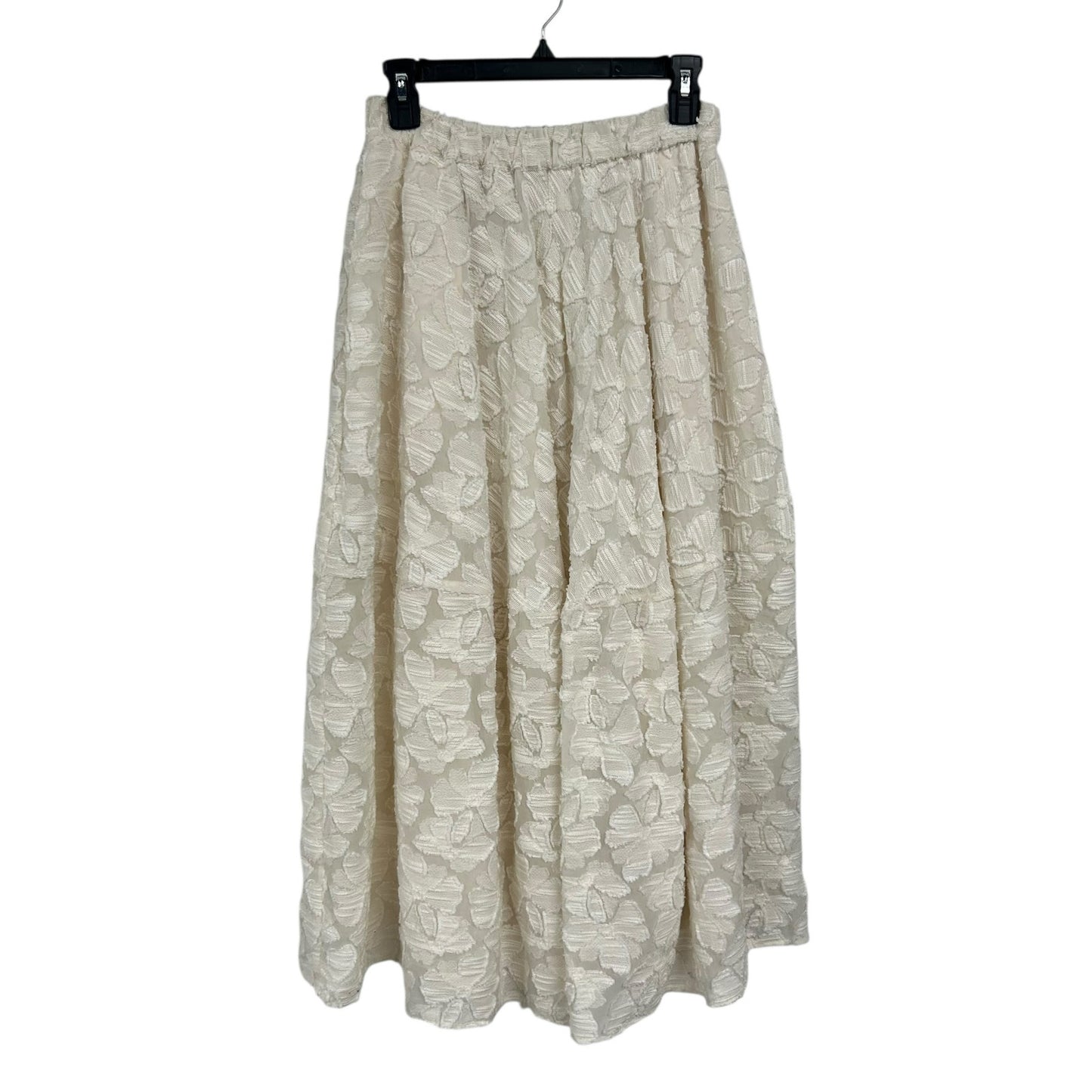 Co. Collection Ivory Cotton Blend Floral Overlay Tea Length Skirt Womens Small