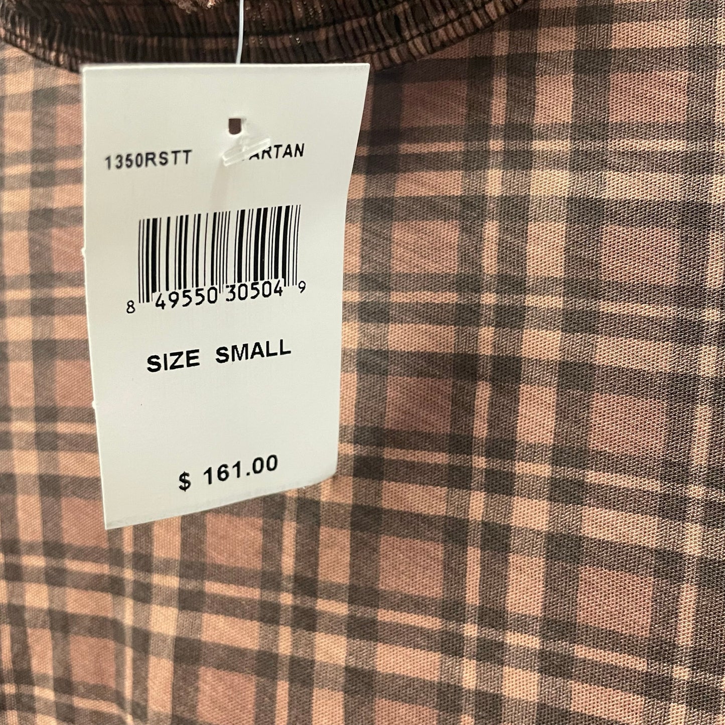 NWT Nation Ltd Violet Prim And Proper Top Brown Black Tartan Plaid Size Small