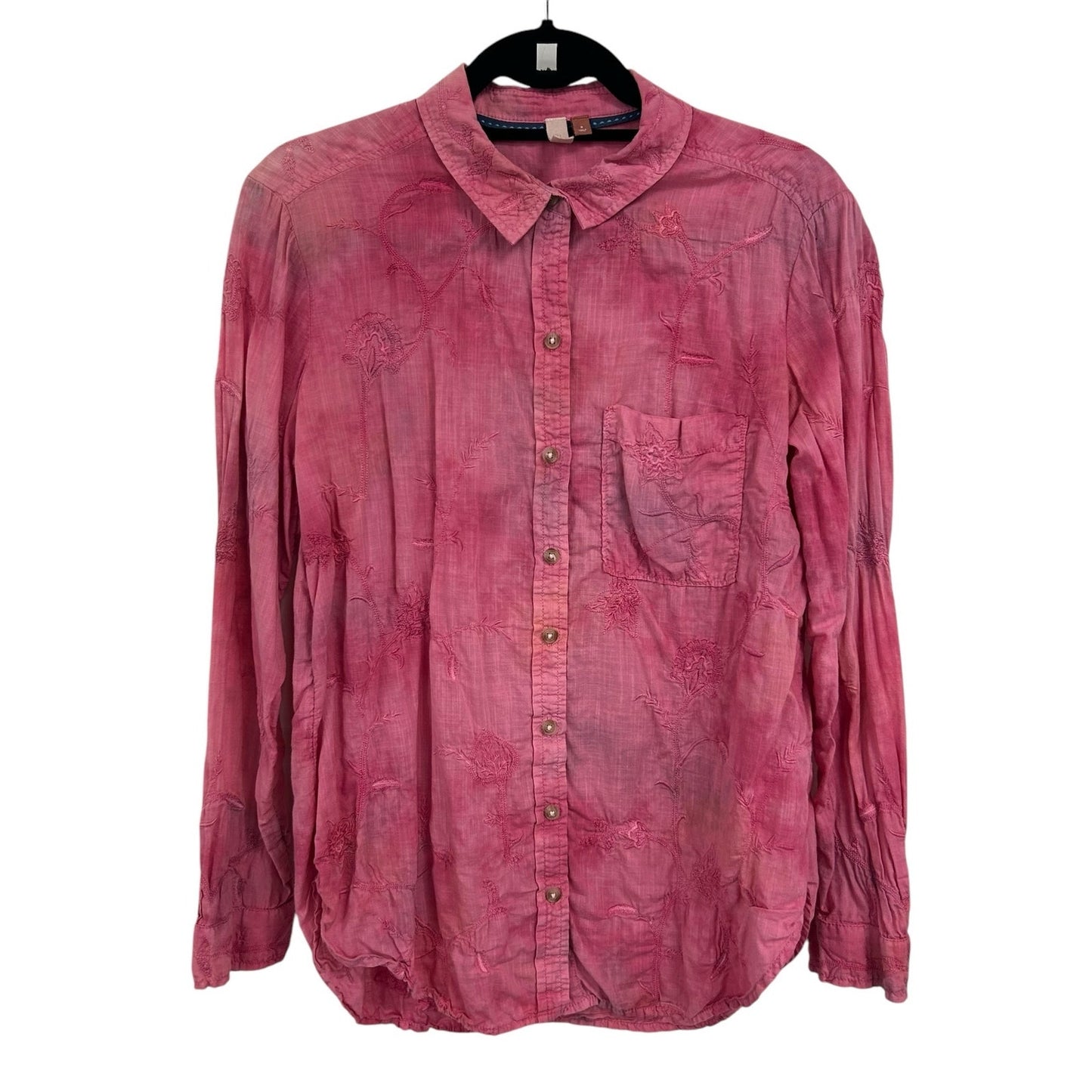 Pilcro Anthropologie Pink Tie Dye Cate Classic Button Down Shirt Womens Small