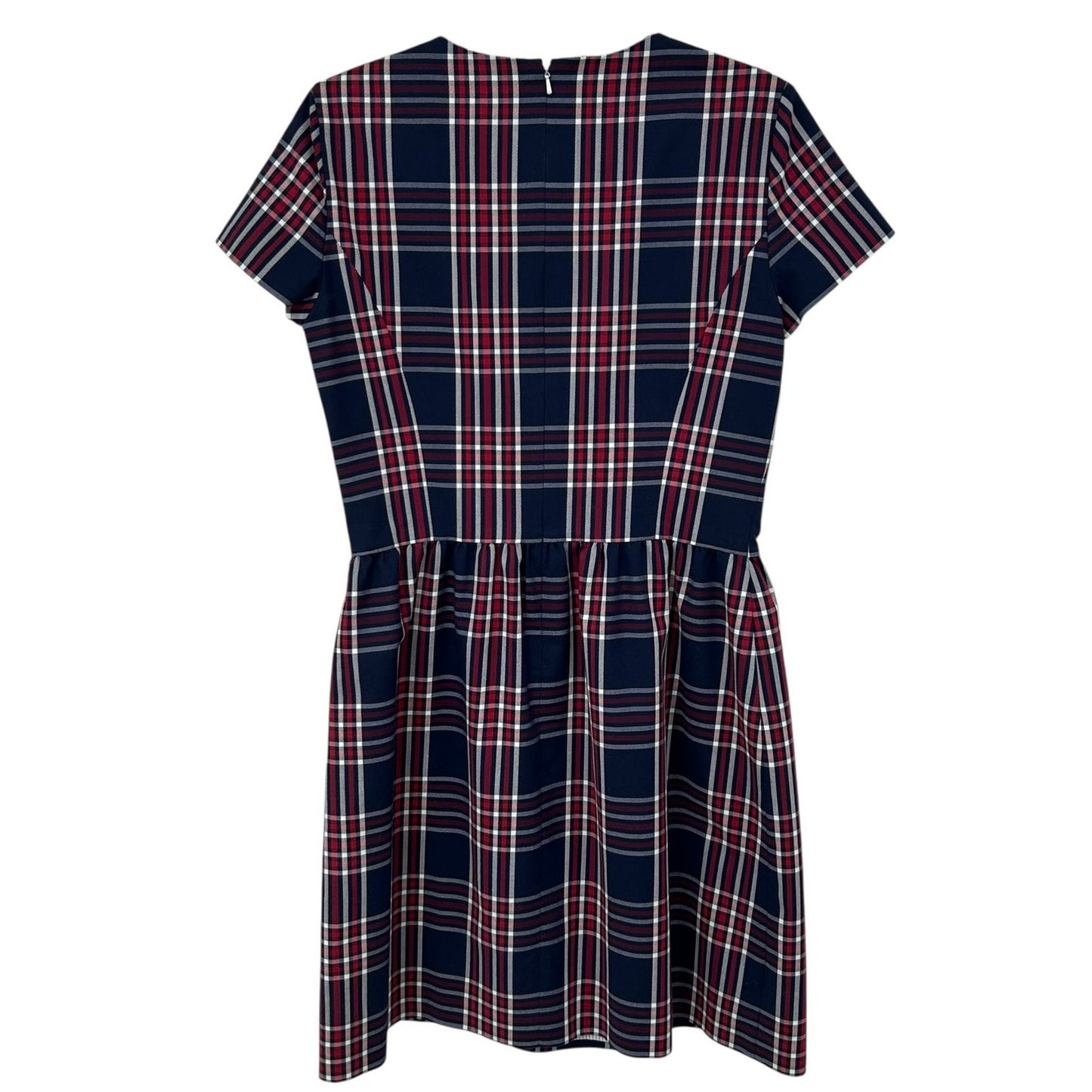 Brooks Brothers Red Fleece Navy Red White Plaid Short Sleeve Dress Womens US 8