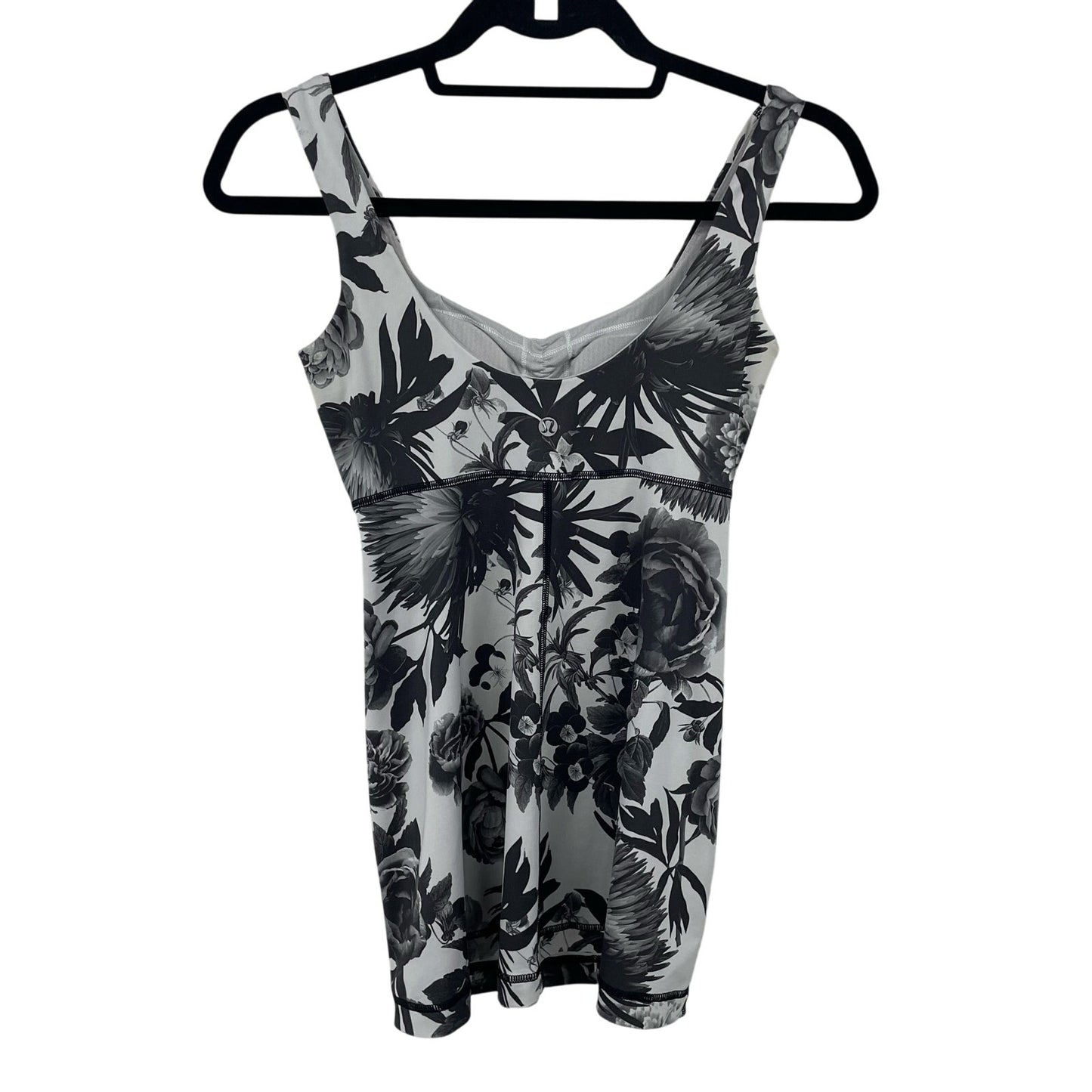 Lululemon Athletica Aria Tank II Brisk Bloom Black White Floral Print Womens 4